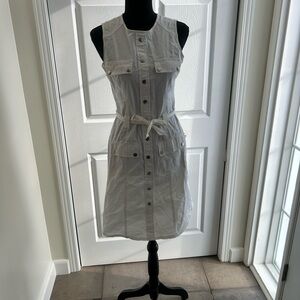 Sleeveless White Button-Down Dress